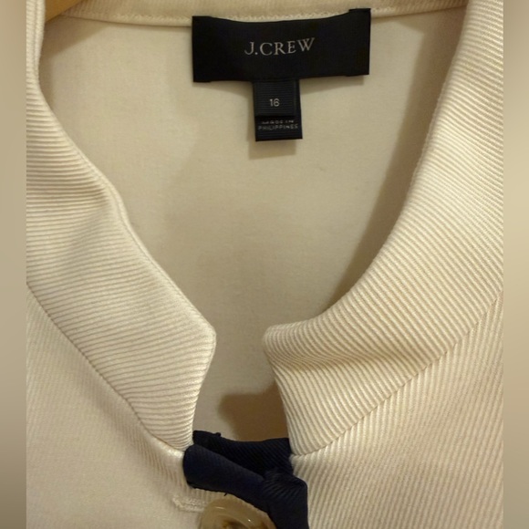 J CREW Women’s Cream with Dark Navy piping Blazer Size 16 EUC - Picture 4 of 5